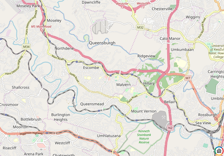 Map location of Malvern - DBN